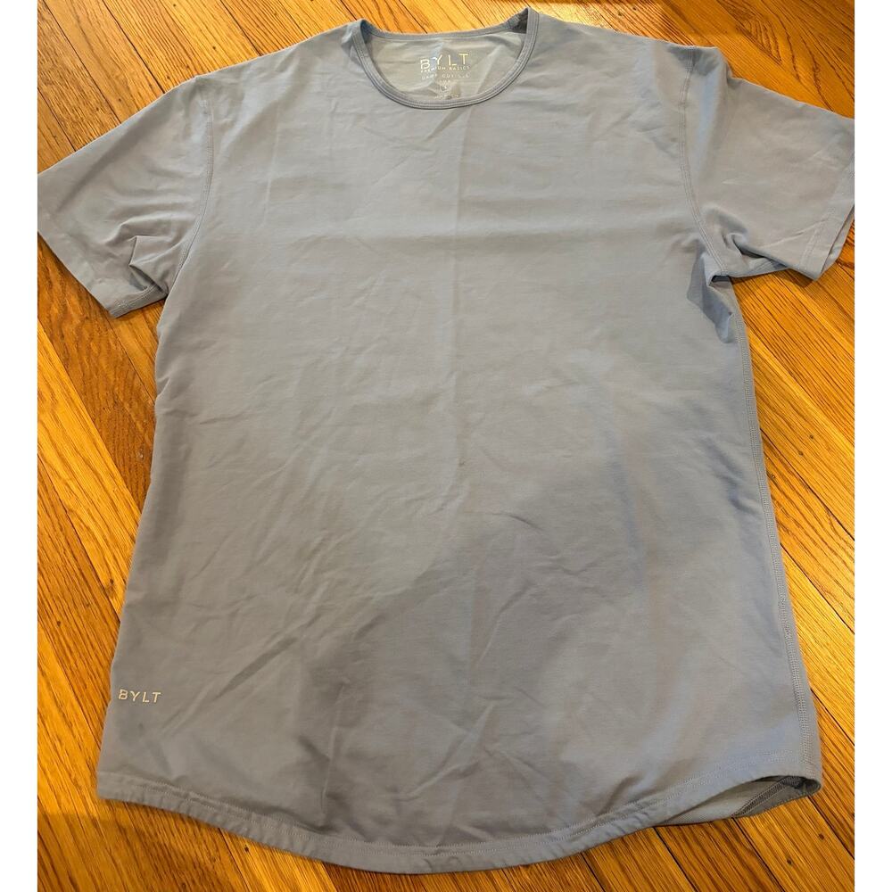 BYLT Basics Drop Cut T Shirt Mens Large lavender Athletic Stretch Crew Neck